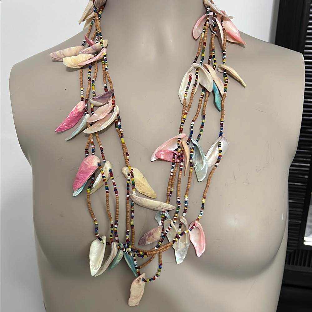 Vintage bead and shell 5 strand necklace